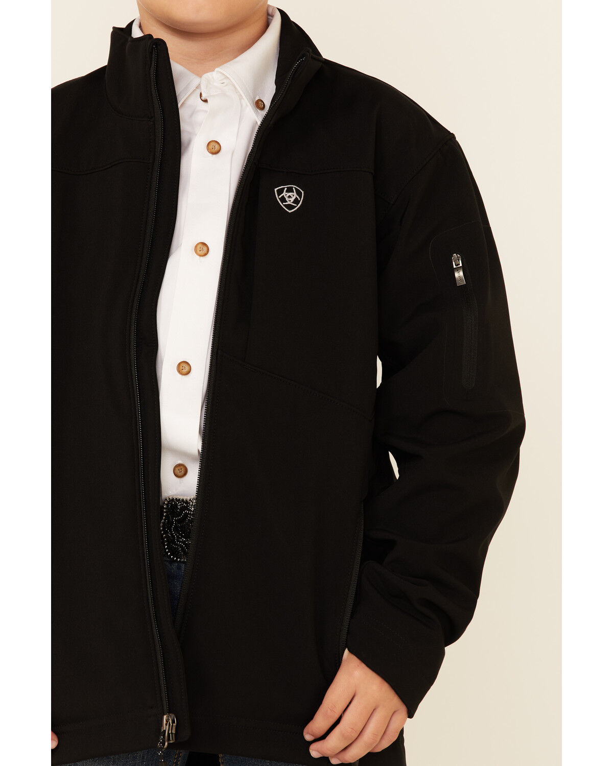 Image #3 - Ariat Boys' 2.0 Softshell Performance Stretch Jacket, Black, hi-res