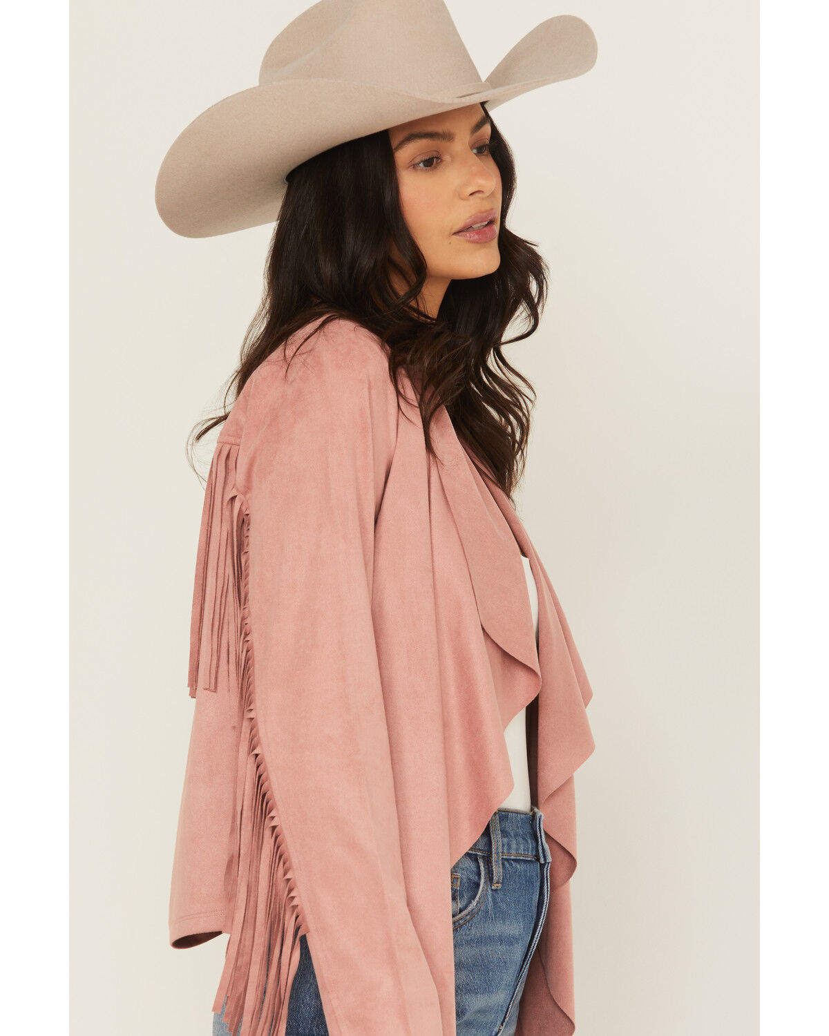 Image #2 - Shyanne Women's Cascade Front Fringe Faux Suede Fringe Jacket, Mauve, hi-res