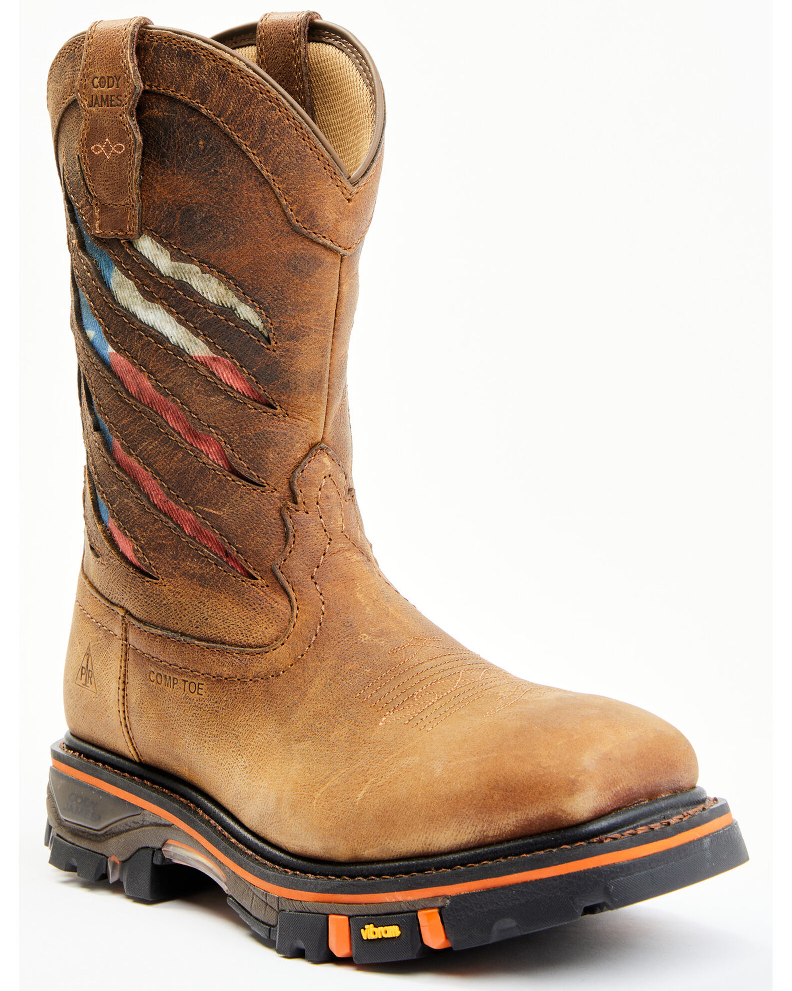 Image #1 - Cody James Men's 11" Decimator Western Work Boots - Nano Composite Toe, Brown, hi-res