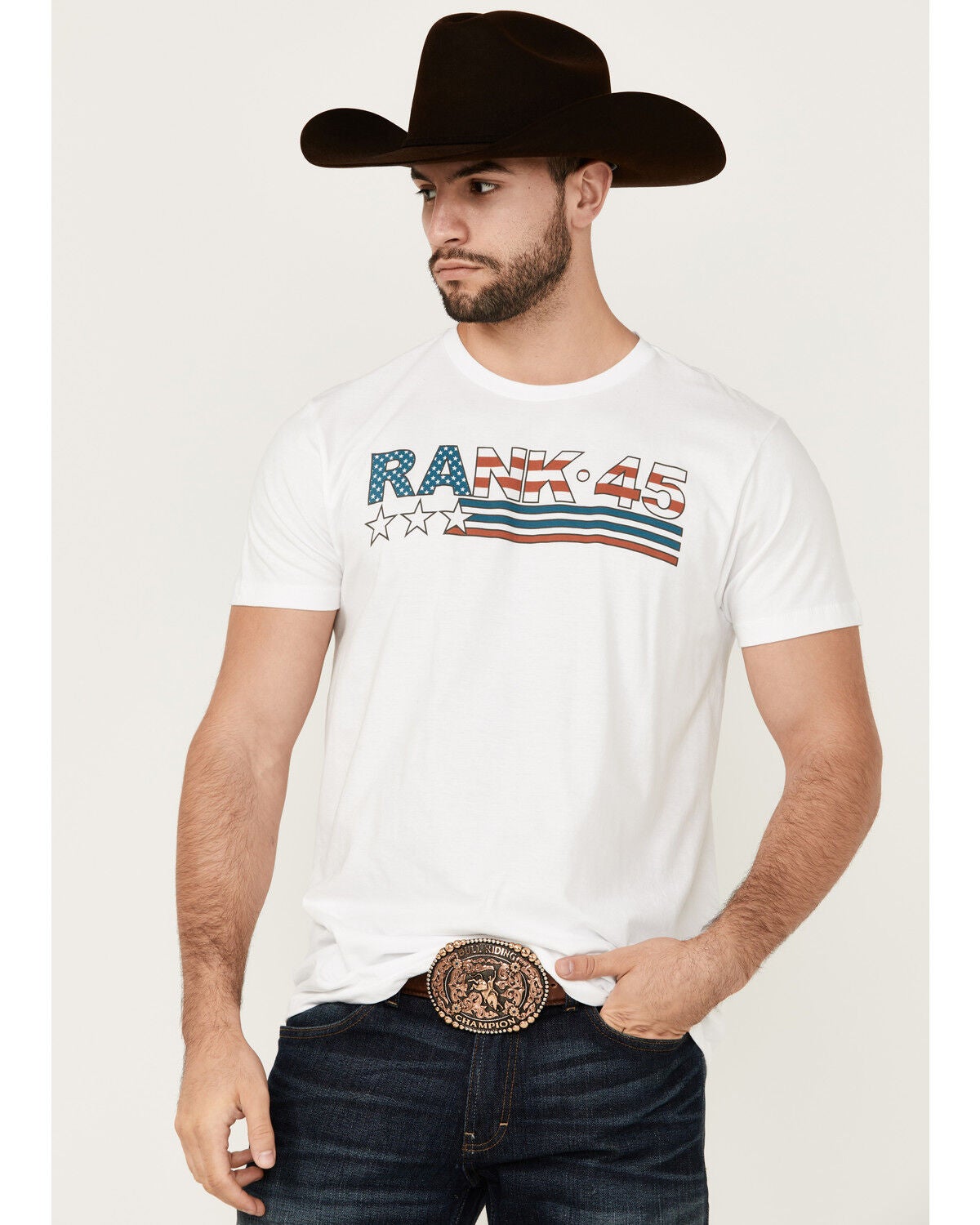RANK 45&reg; Men's Americana Logo Short Sleeve Graphic T-Shirt, White, hi-res