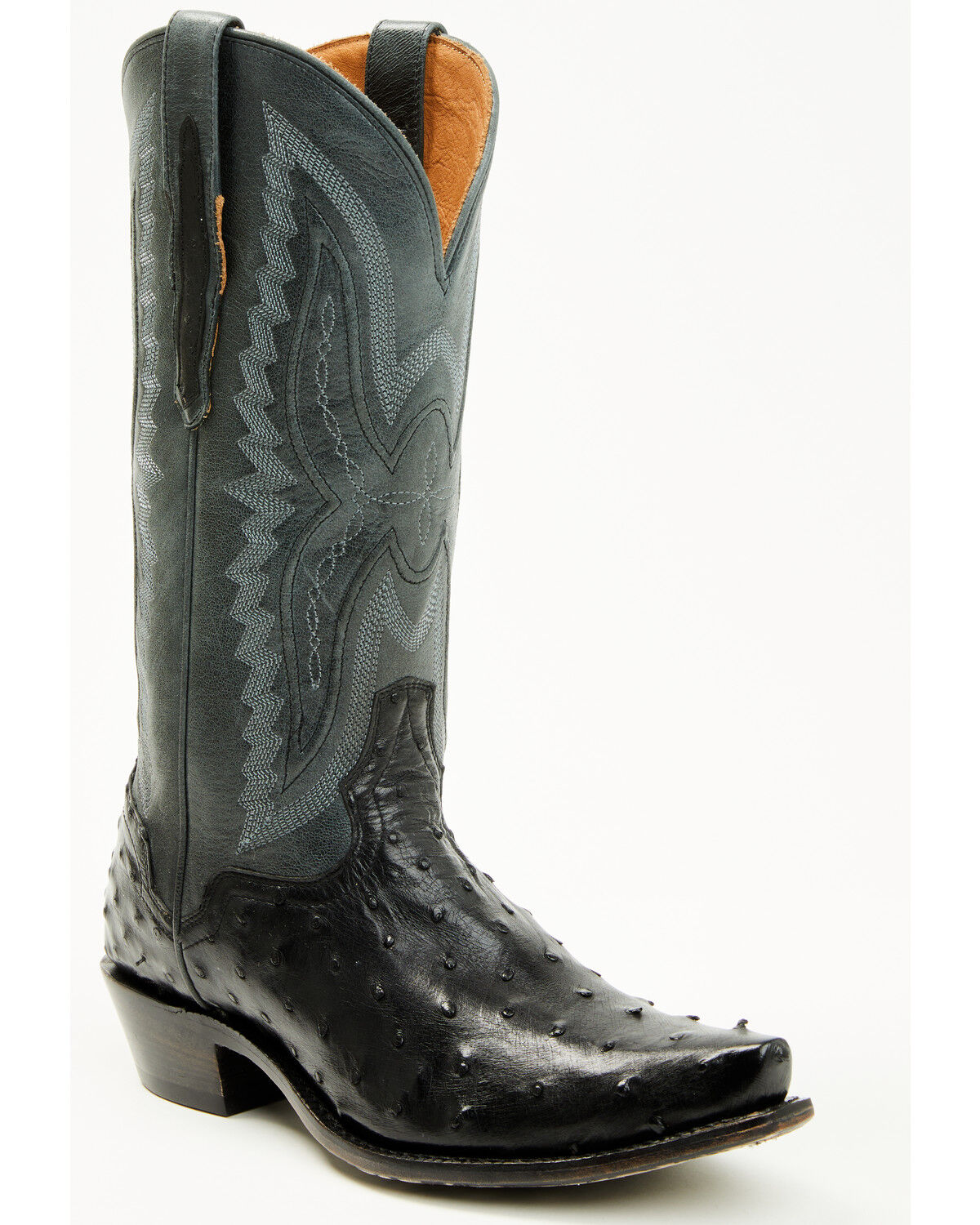 Image #1 - El Dorado Women's Camille Exotic Ostrich Tall Western Boots - Snip Toe, Black, hi-res