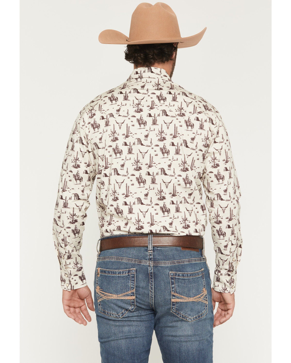 Image #4 - Rock & Roll Denim Men's Conversational Print Long Sleeve Snap Western Shirt, Cream, hi-res
