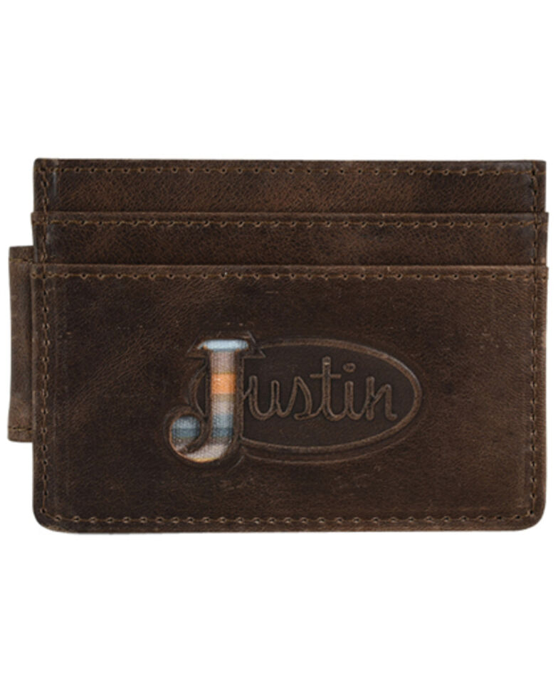 Justin Men's Brown Serape Logo Card Wallet, Brown, hi-res