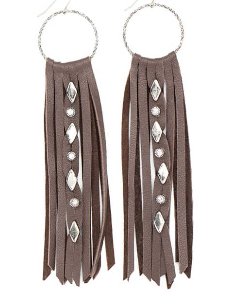 Cowgirl Confetti Women's Pathfinder Brown Earrings, Silver, hi-res