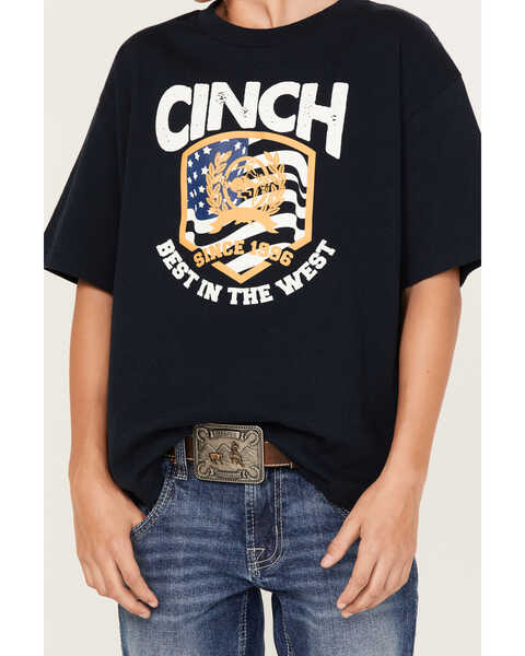 Image #3 - Cinch Boys' Best In The West Logo Graphic T-Shirt, Navy, hi-res