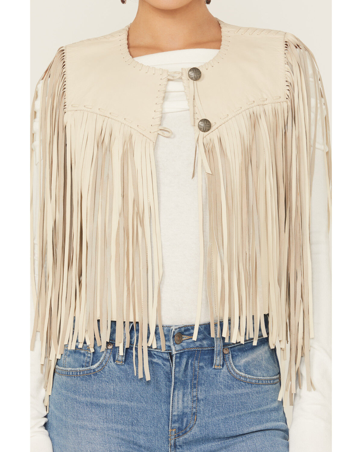Image #3 - Double D Ranch Women's Sonora Leather Vest, White, hi-res