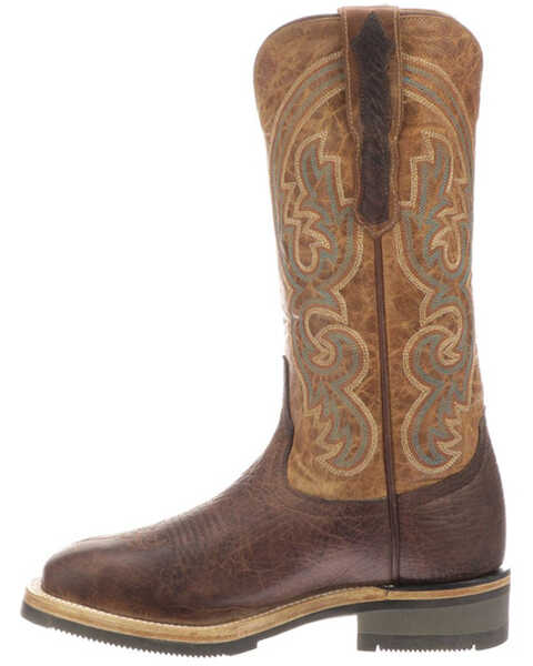 Image #3 - Lucchese Women's Chocolate & Peanut Ruth Cowhide Leather Western Boot - Square Toe , Chocolate, hi-res