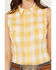 Image #2 - Wrangler Women's Gingham Sleeveless Snap Western Shirt, Yellow, hi-res