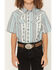 Image #3 - Cody James Boys' Heath Southwestern Striped Short Sleeve Snap Western Shirt, Blue, hi-res