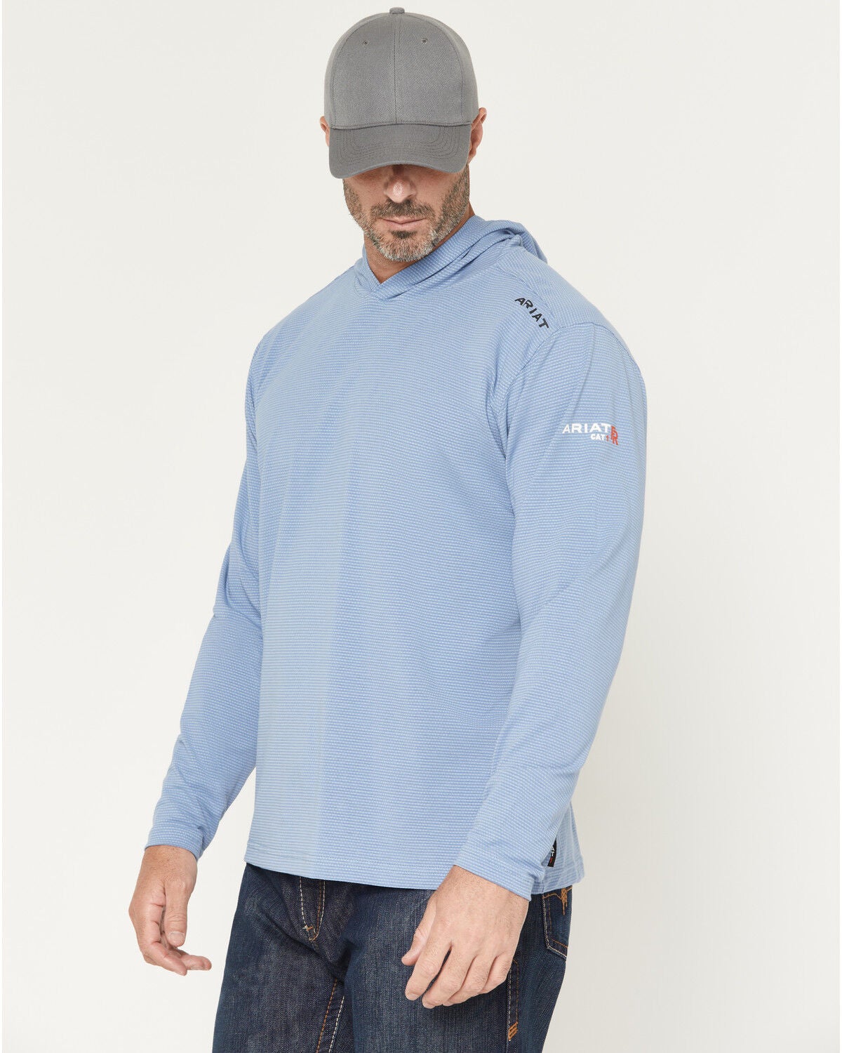 Image #2 - Ariat Men's FR Baselayer Hooded Long Sleeve Work Shirt, Medium Blue, hi-res