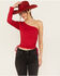 Panhandle Women's One Shoulder Long Sleeve Top, Red, hi-res