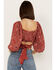 Image #4 - Beyond The Radar Women's Bandana Print Tie Back Top, Rust Copper, hi-res