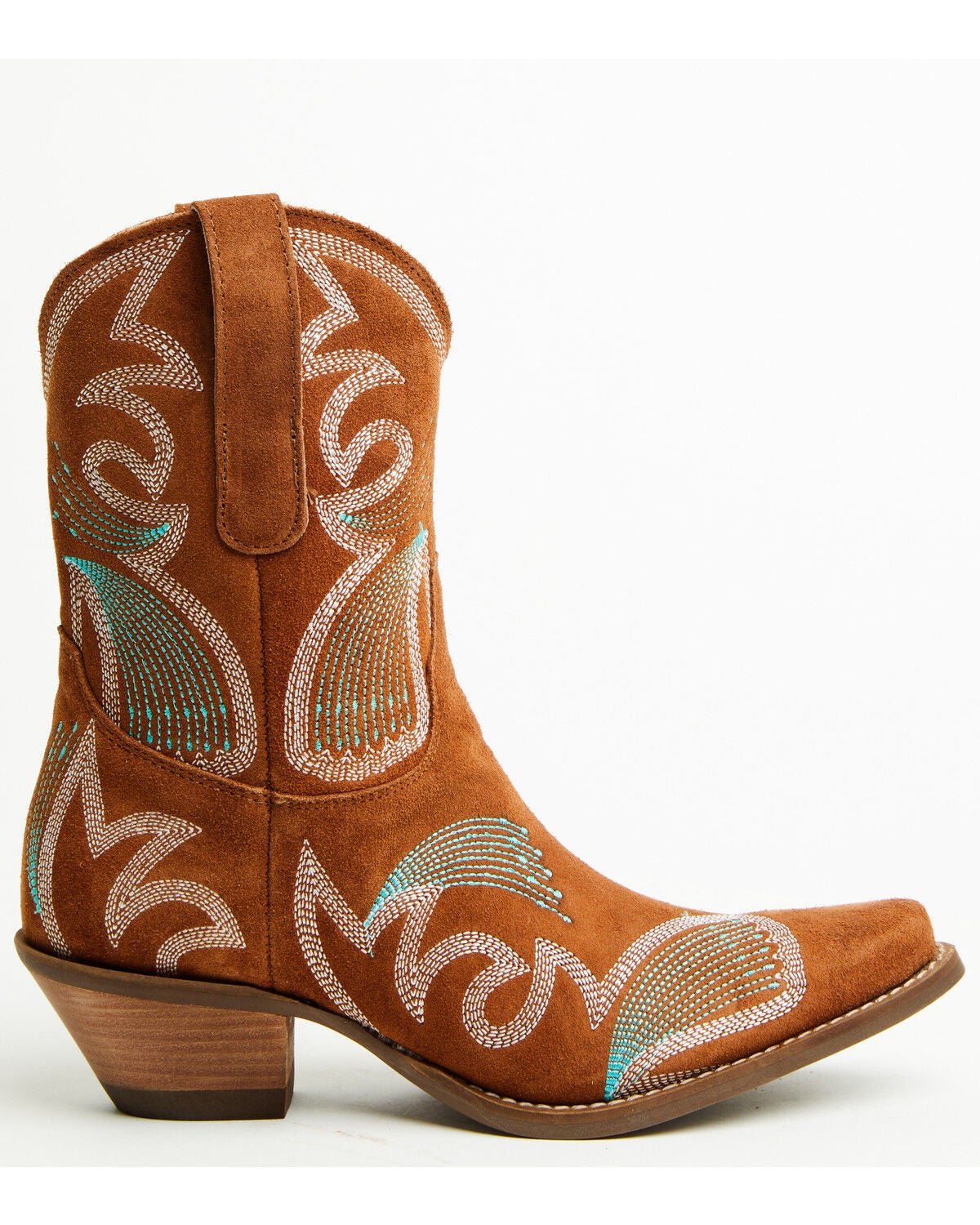Image #2 - Dingo Women's Flying Colors Suede Western Booties - Round Toe, Camel, hi-res