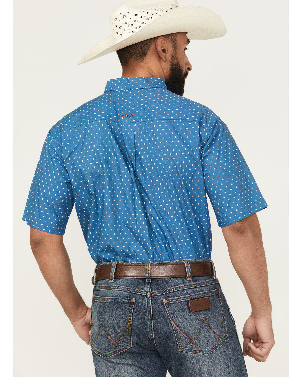 Image #4 - Ariat Men's Scott Geo Print Short Sleeve Button-Down Western Shirt, Dark Teal, hi-res