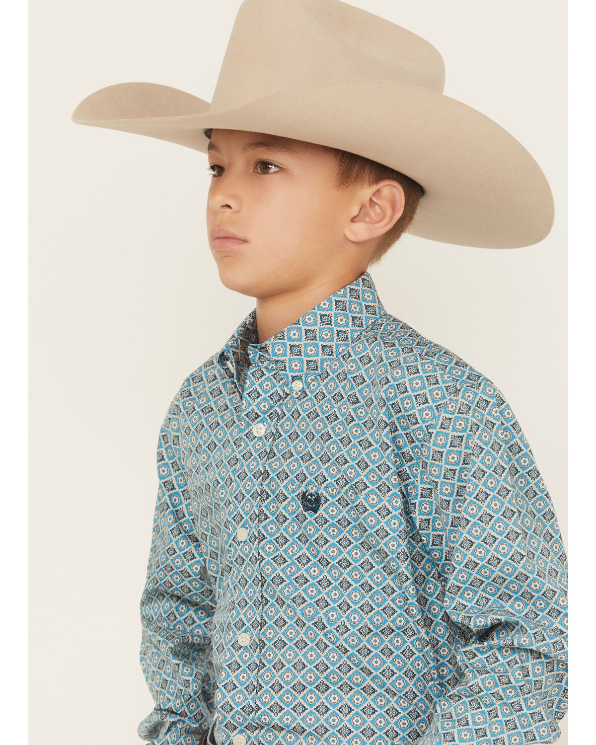 Image #2 - Cinch Boys' Printed Long Sleeve Button-Down Western Shirt, Blue, hi-res