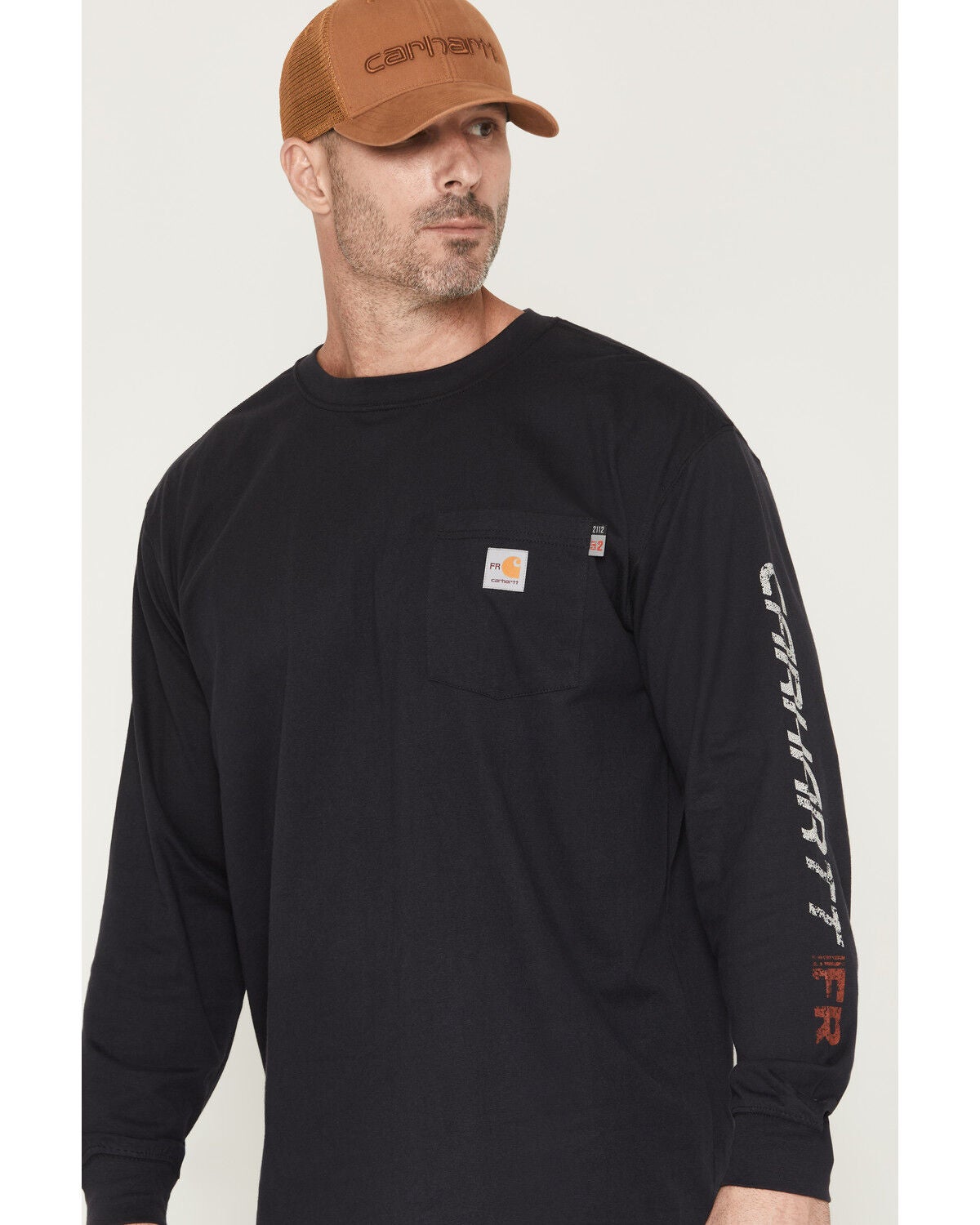 Image #3 - Carhartt Men's FR Loose Fit Long Sleeve Lightweight Diamond Plate Graphic Work T-Shirt, Black, hi-res