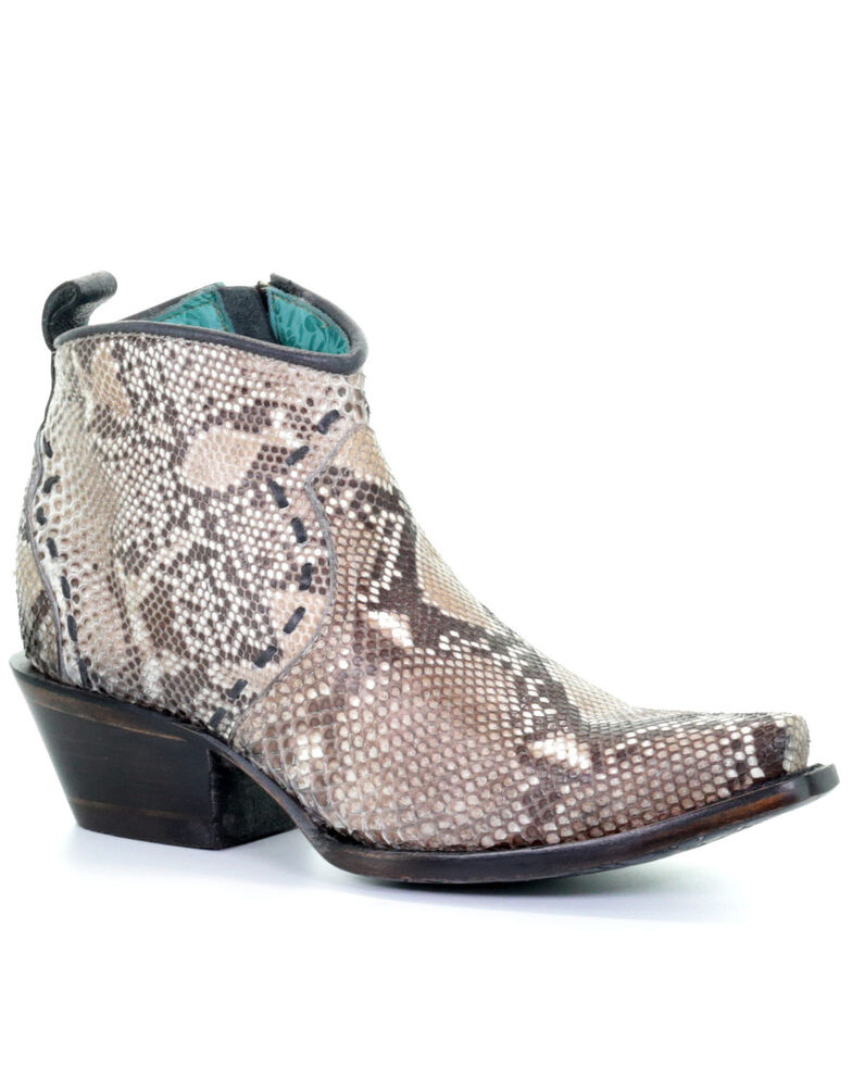 Corral Women's Natural Python Fashion Booties - Snip Toe, Brown, hi-res