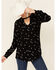 Shyanne Women's Floral Print Long Sleeve Peasant Tunic , Black, hi-res