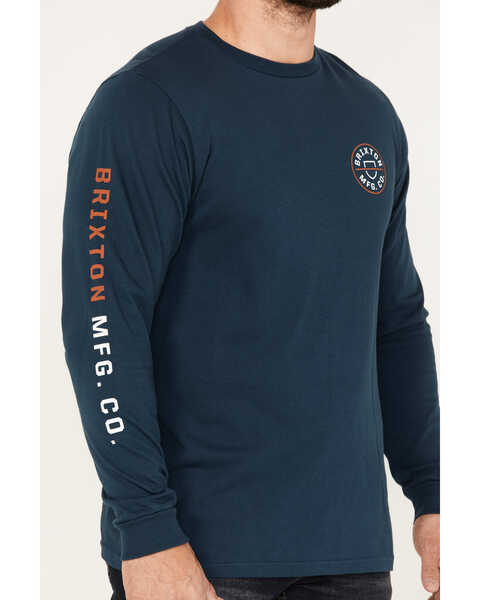 Brixton Men's Crest Circle Logo Graphic Long Sleeve T-Shirt, Navy, hi-res