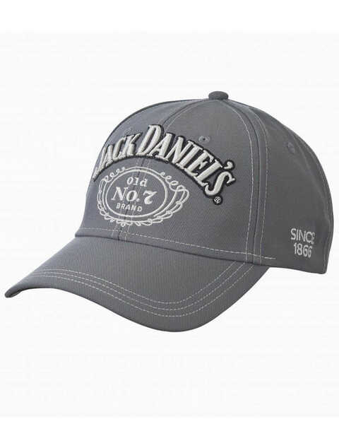 Image #1 - Jack Daniels Men's Structured Logo Ball Cap , Grey, hi-res