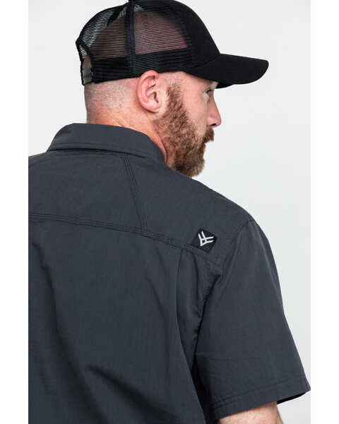 Hawx Men's Charcoal Solid Yarn Dye Two Pocket Short Sleeve Work Shirt - Big, Charcoal, hi-res