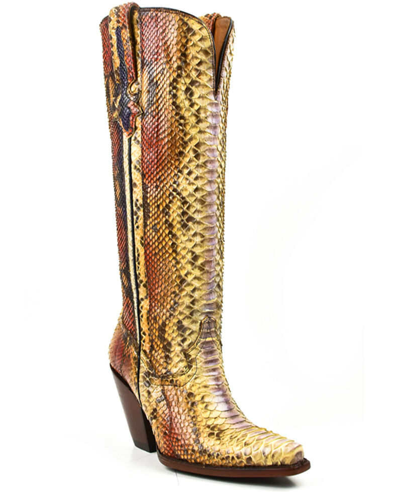 Dan Post Women's Lyla Python Exotic Western Boot - Snip Toe, Purple, hi-res