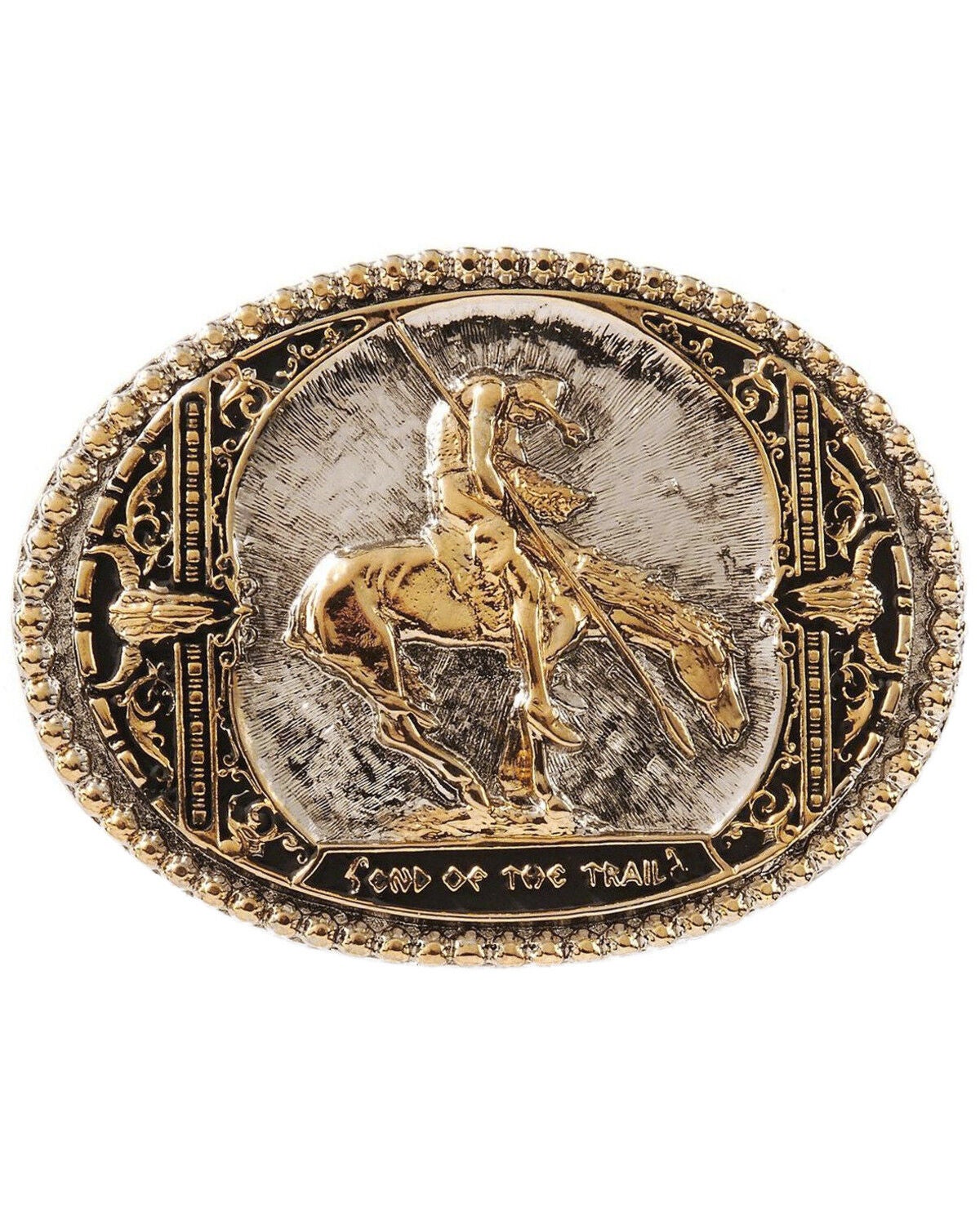 Montana Silversmiths Men's End Of The Trail Belt Buckle, Silver, hi-res