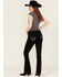 Image #1 - Miss Me Women's Wing Embroidered Mid Rise Bootcut Stretch Denim Jeans, Black, hi-res