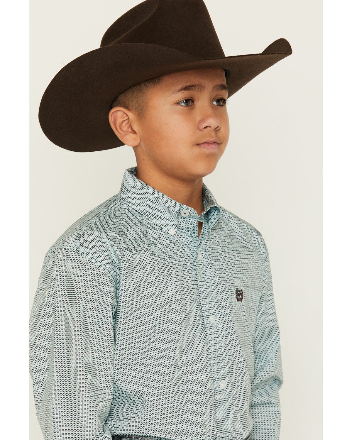 Image #2 - Cinch Boys' Geo Print Long Sleeve Button-Down Western Shirt, Blue, hi-res