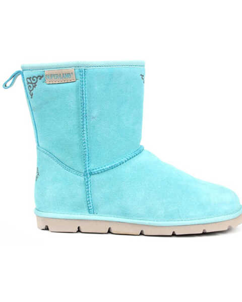 Image #2 - Superlamb Women's Argali 7.5" Suede Leather Pull On Casual Boots - Round Toe , Turquoise, hi-res