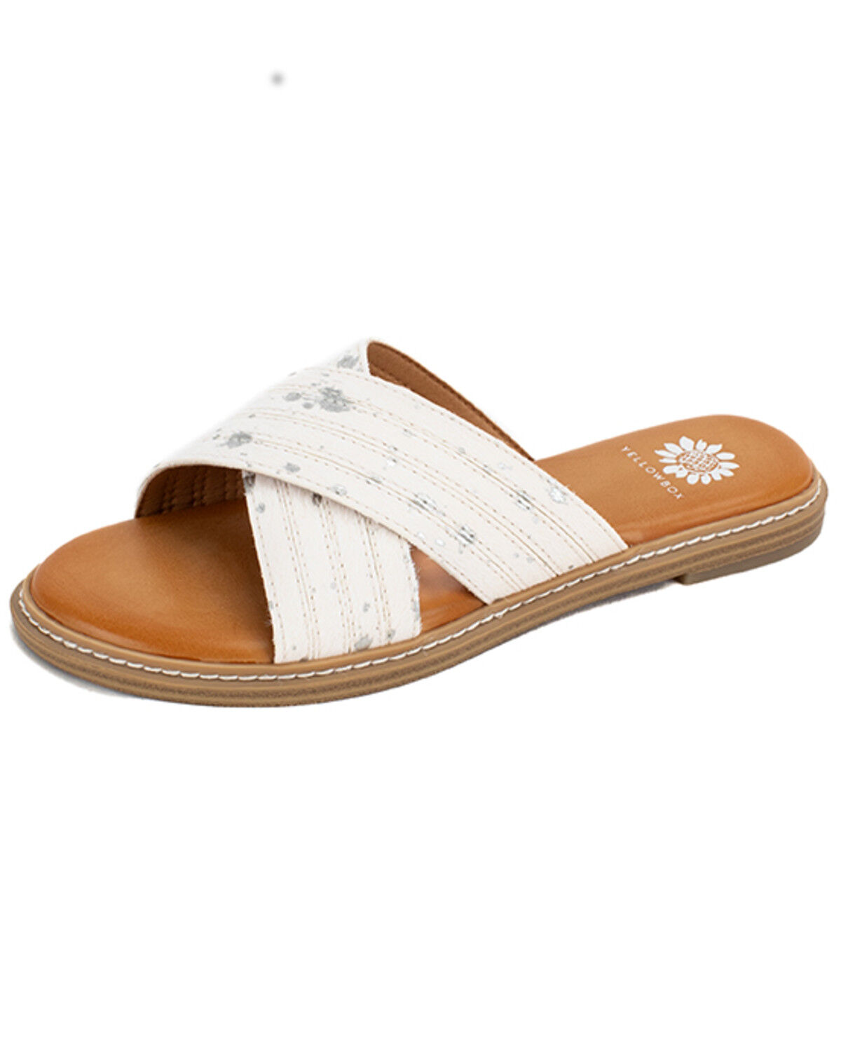 Image #1 - Yellow Box Women's Linta Crossband Slide Sandals, Silver, hi-res