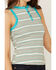 RANK 45 Women's Southwestern Stripe No Yank Henley Tank, Teal, hi-res