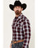 Cody James Men's Peace Treaty Plaid Print Long Sleeve Snap Flannel Shirt - Big, Burgundy, hi-res