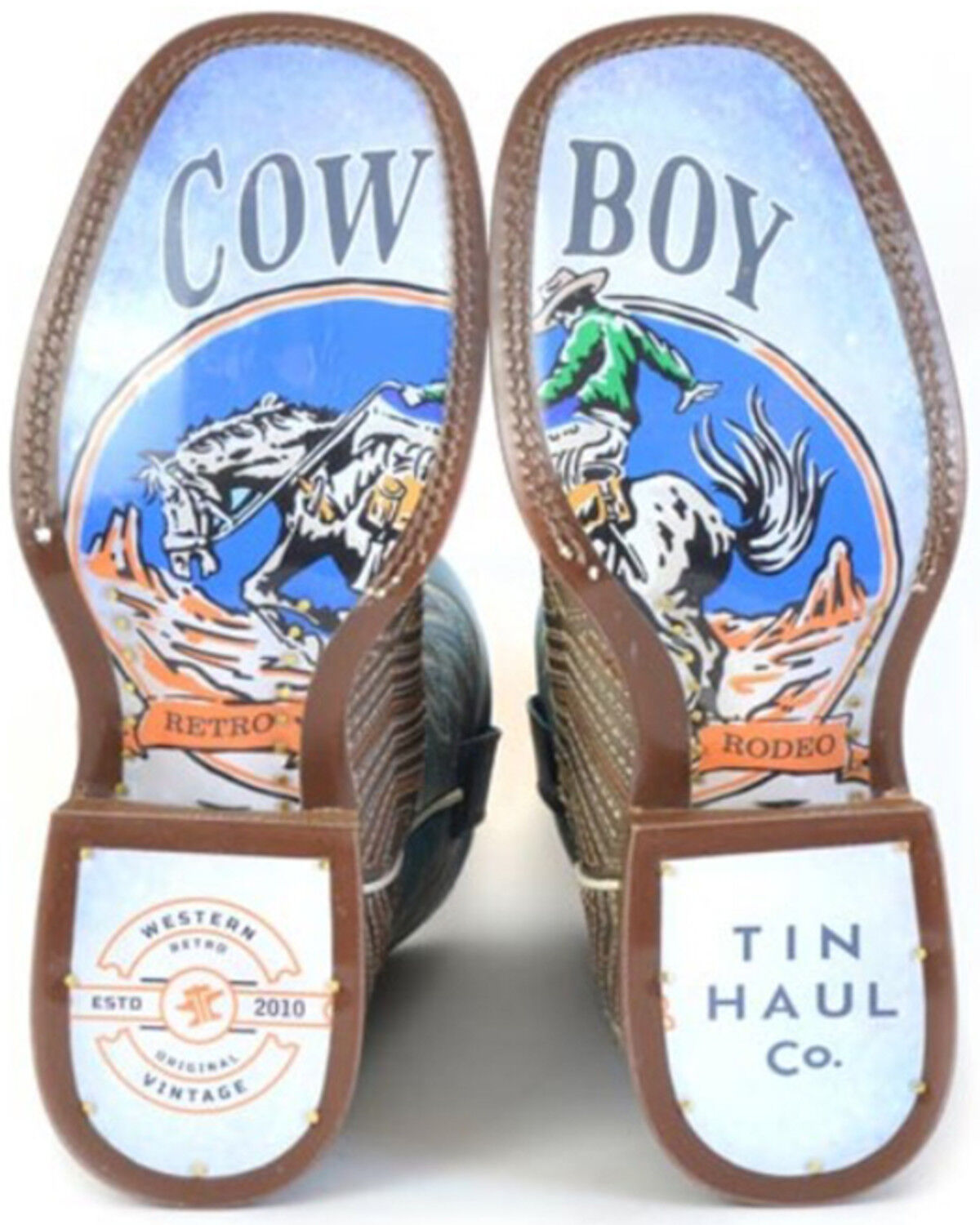 Image #2 - Tin Haul Men's Quantum Western Boots - Broad Square Toe, Brown, hi-res
