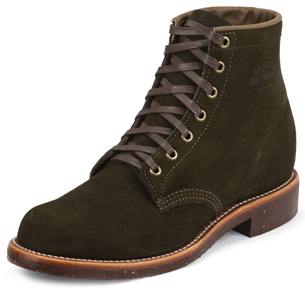 Chippewa Men's Chocolate Moss General Utility Suede Trooper Service Boots, Chocolate, hi-res
