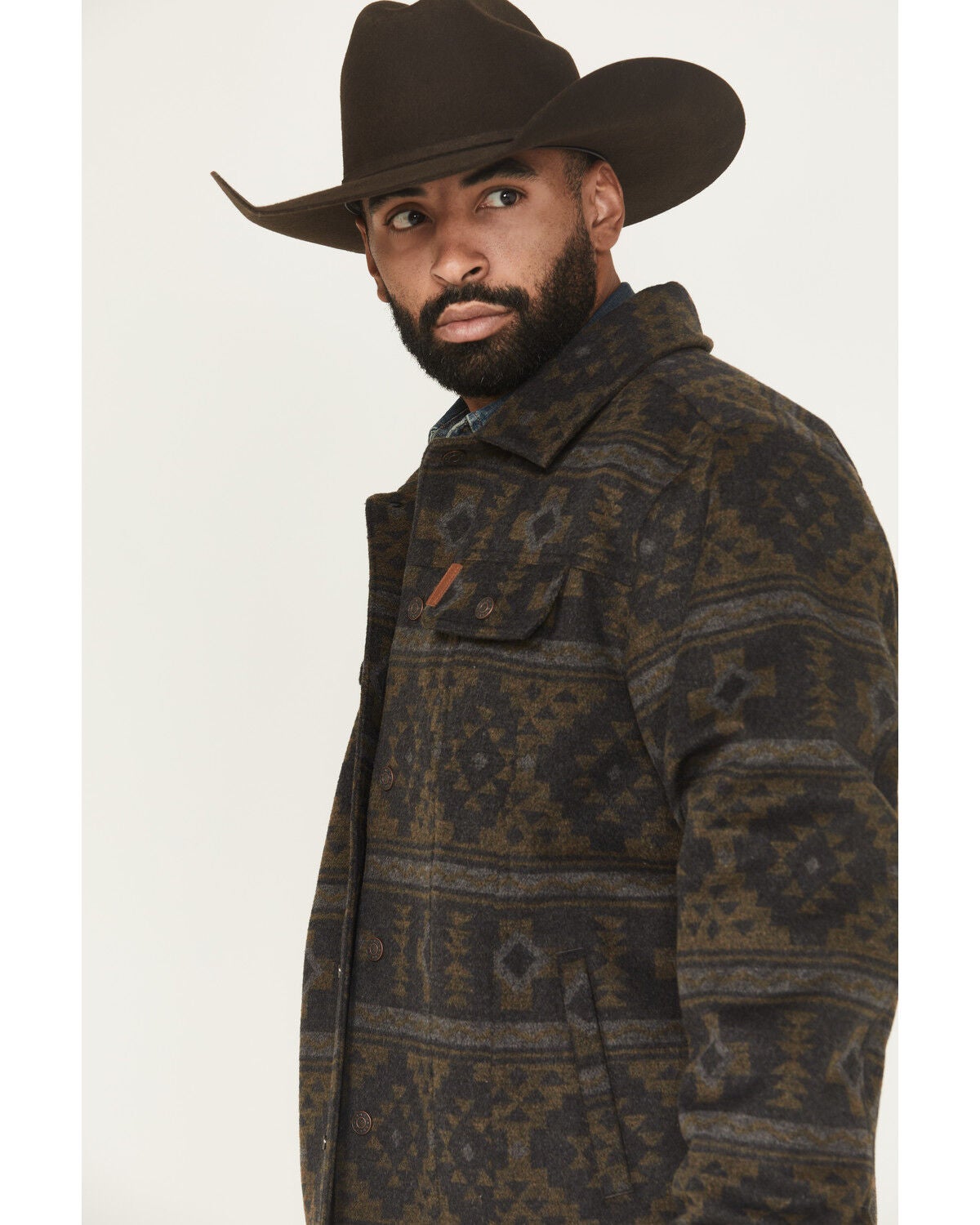 Image #2 - Cinch Men's Southwestern Print Trucker Snap Jacket, Charcoal, hi-res