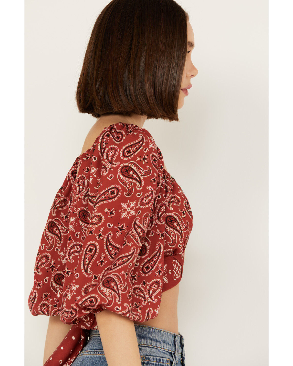 Image #2 - Beyond The Radar Women's Bandana Print Tie Back Top, Rust Copper, hi-res