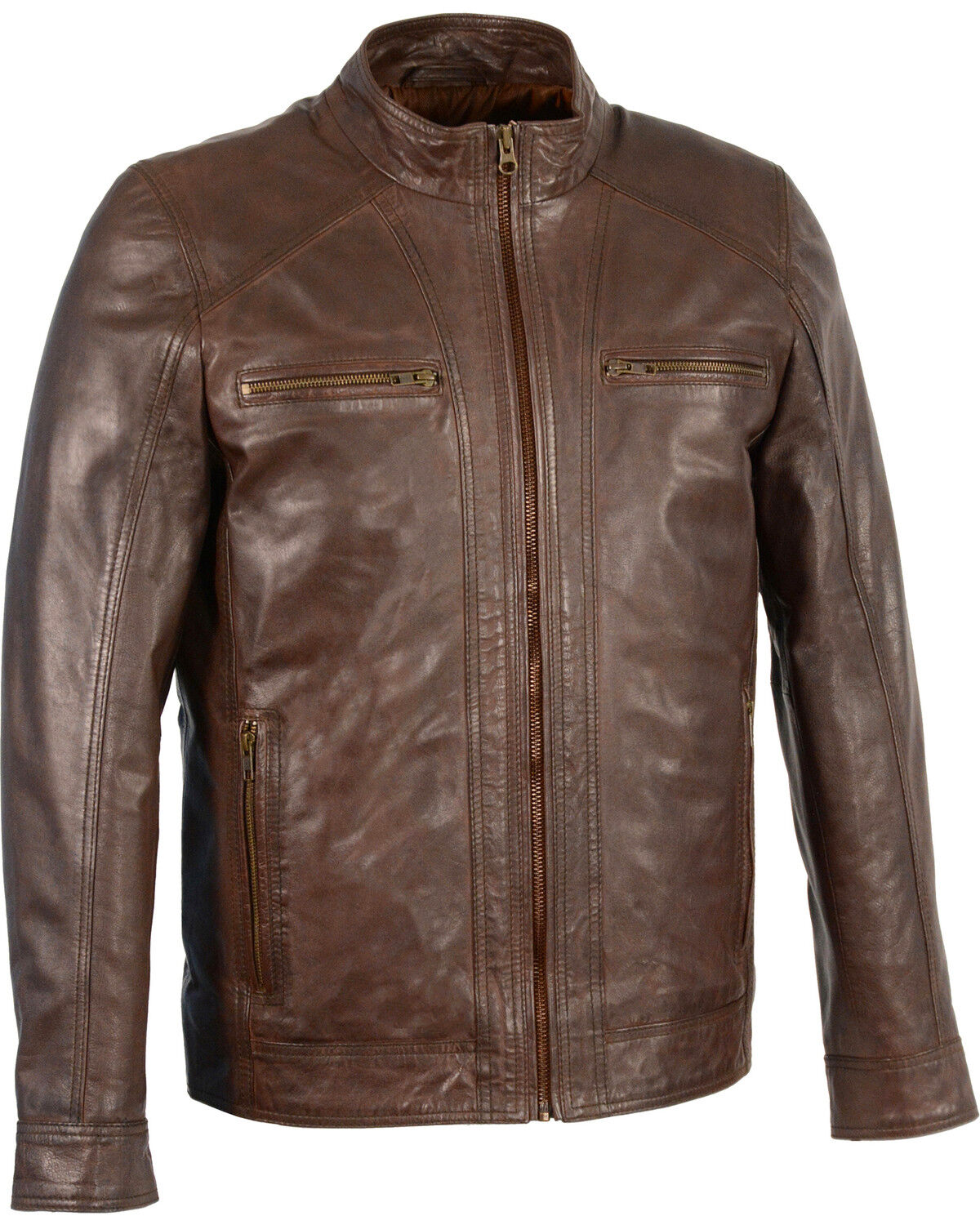 Image #1 - Milwaukee Leather Men's Sheepskin Moto Leather Jacket, Brown, hi-res