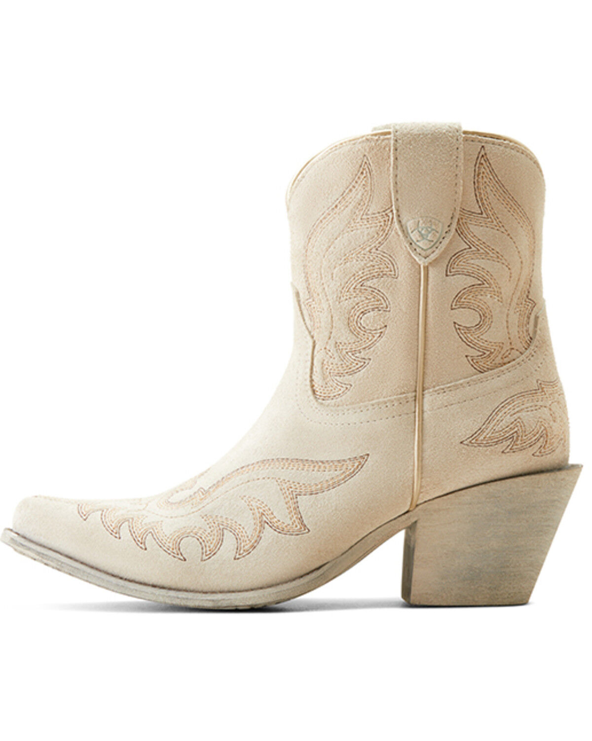 Image #2 - Ariat Women's Chandler Suede Western Booties - Snip Toe, White, hi-res