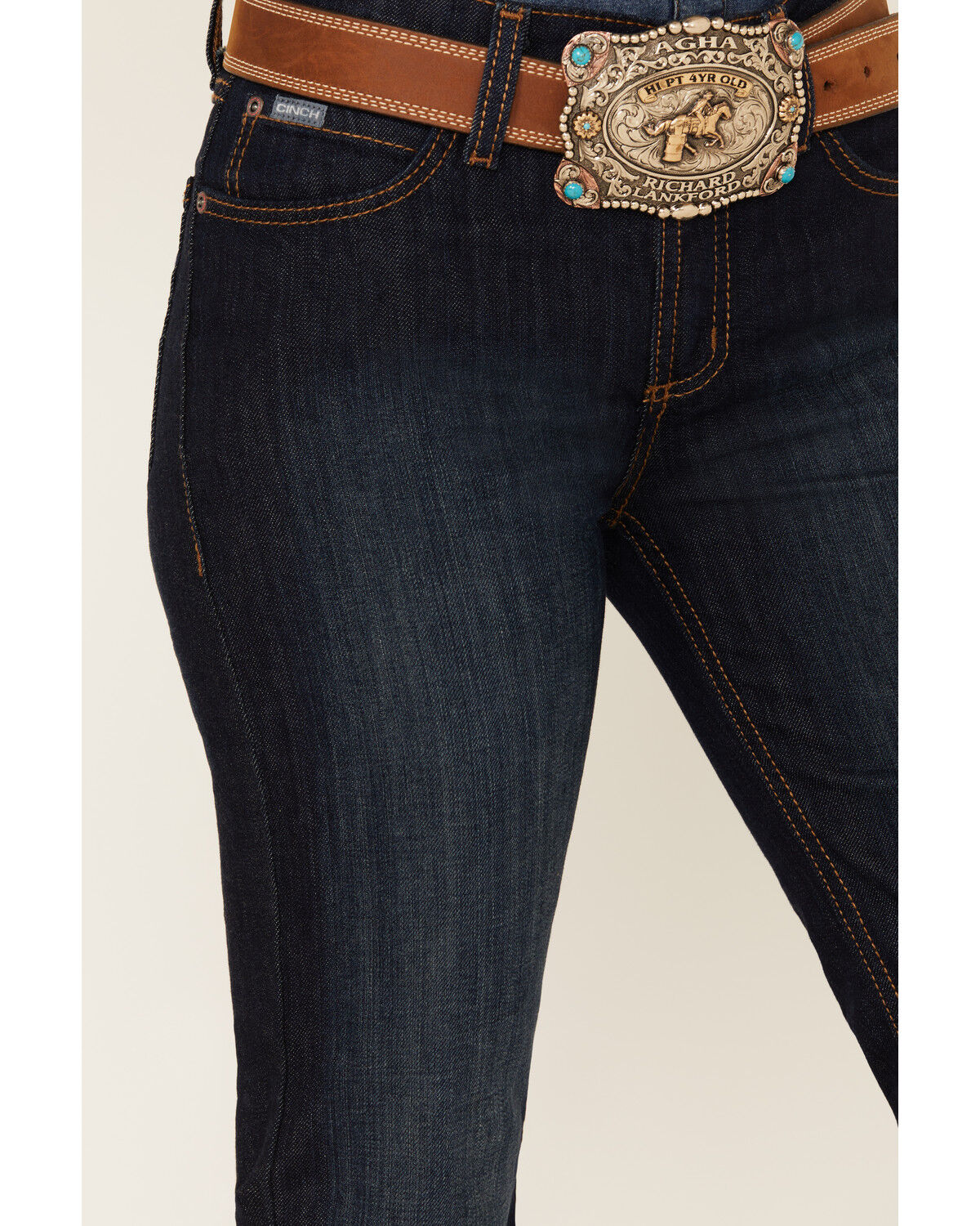 Image #3 - Cinch Women's Jenna Dark Wash Bootcut Slim Fit Stretch Denim Jeans, Indigo, hi-res