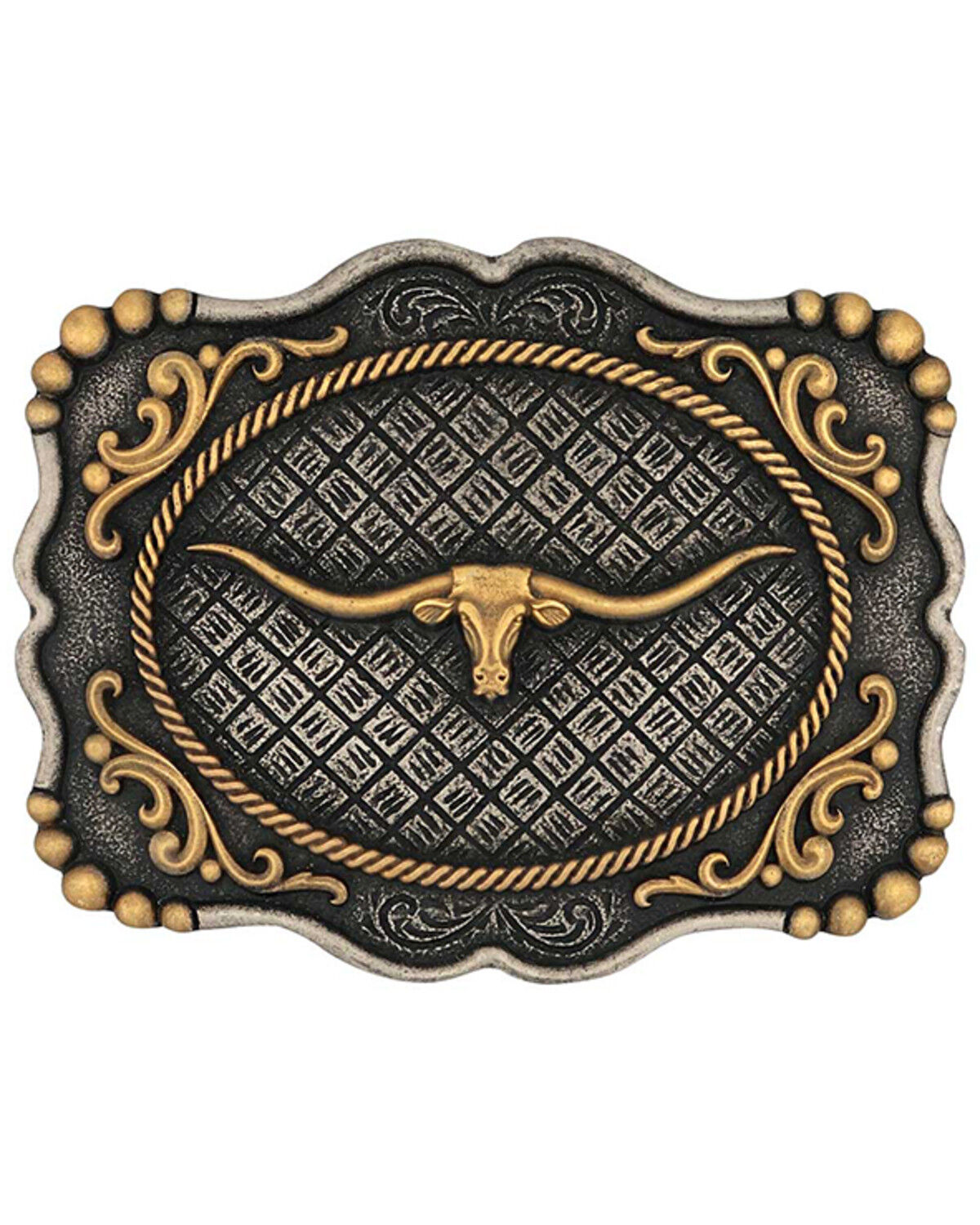 Image #1 - Montana Silversmiths Framed Longhorn Attitude Buckle, Silver, hi-res