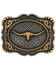Image #1 - Montana Silversmiths Framed Longhorn Attitude Buckle, Silver, hi-res