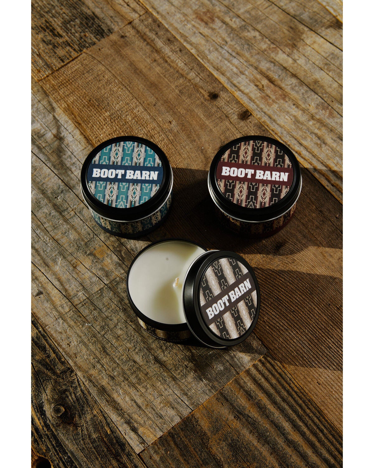 Image #3 - Boot Barn Southwestern Print 4oz Tin Candle Gift Set - 3 Pack, Black, hi-res