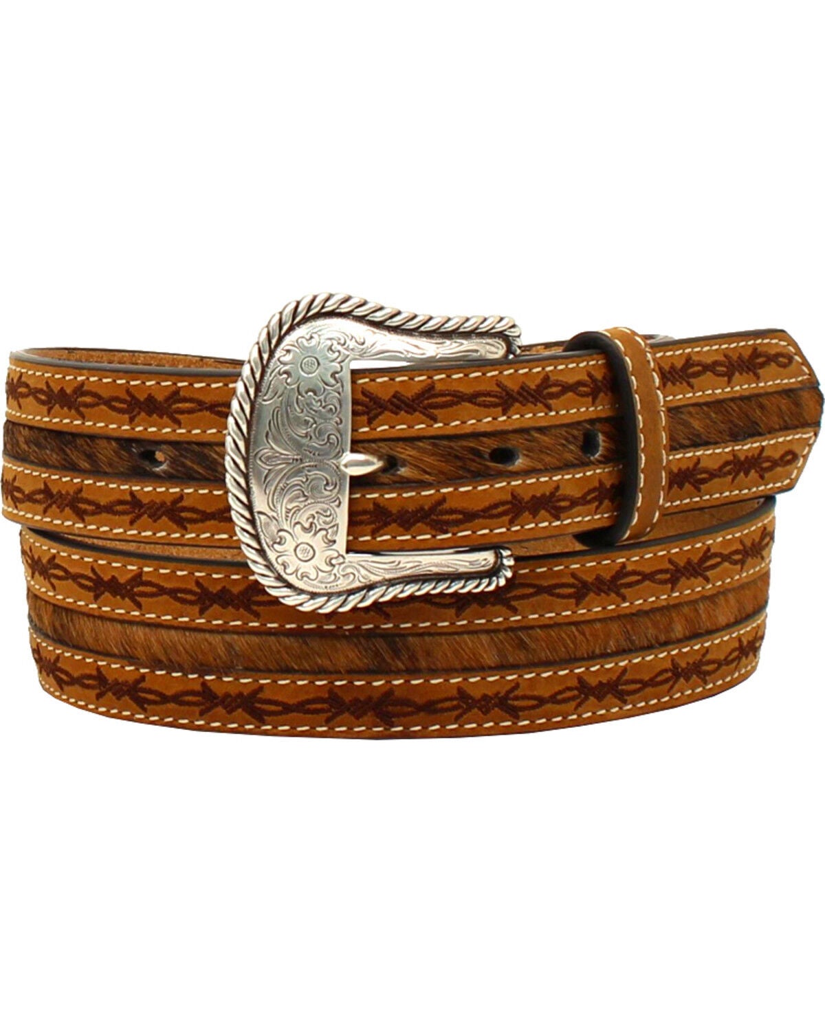 Nocona Men's Barbwire Edges Belt, Tan, hi-res