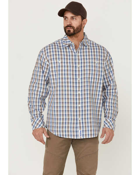 Image #1 - Resistol Men's Starke Small Plaid Long Sleeve Button Down Western Shirt  , White, hi-res