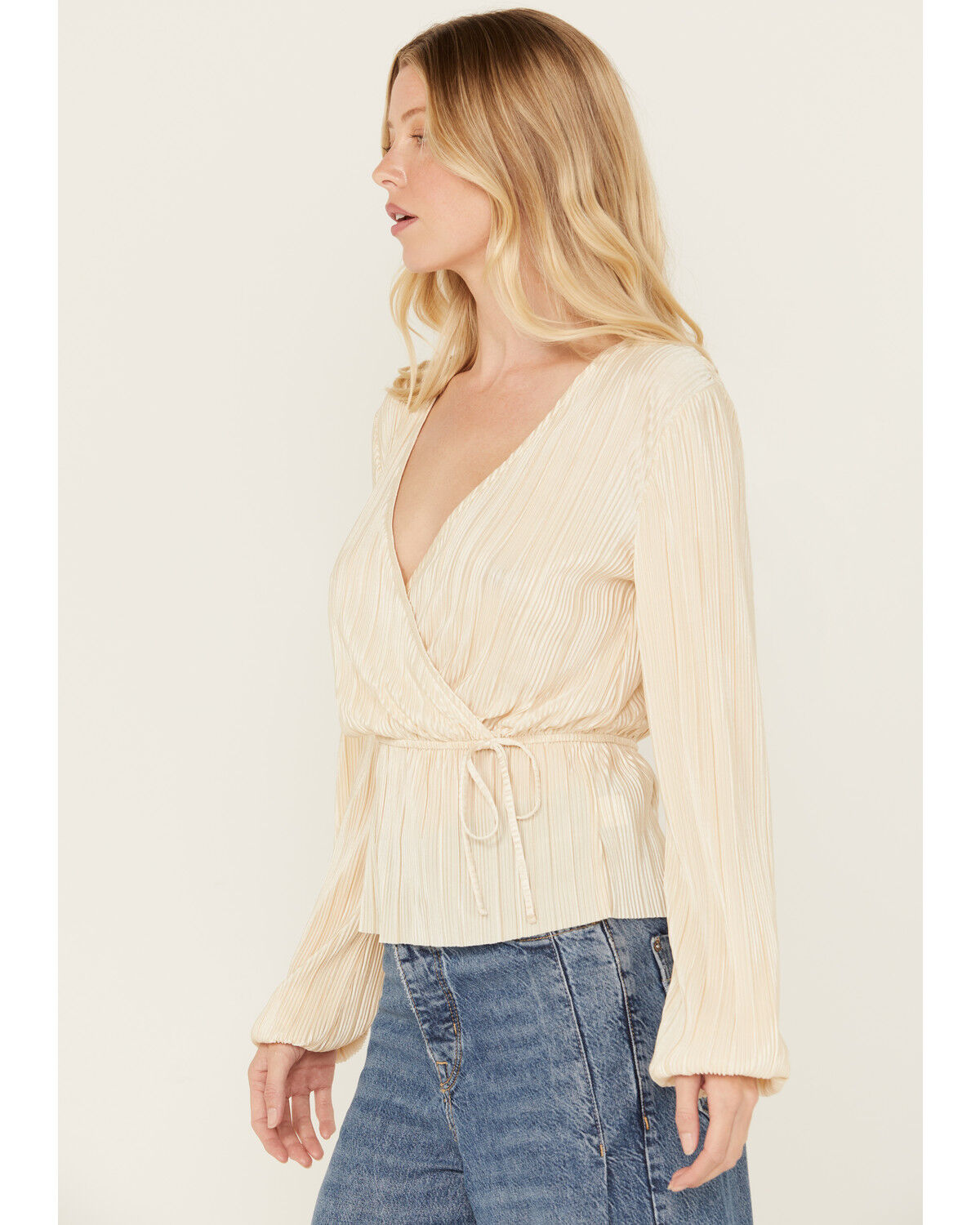 Image #3 - Luna Chix Women's Boot Barn Exclusive Peplum Long Sleeve Top, Ivory, hi-res