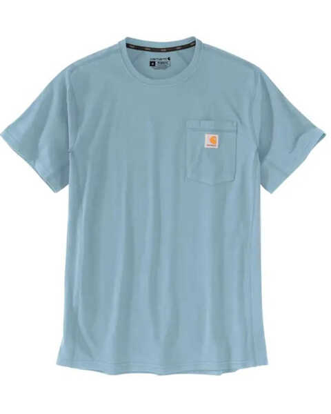 Carhartt Men's Force Relaxed Midweight Logo Pocket Work T-Shirt, Light Blue, hi-res