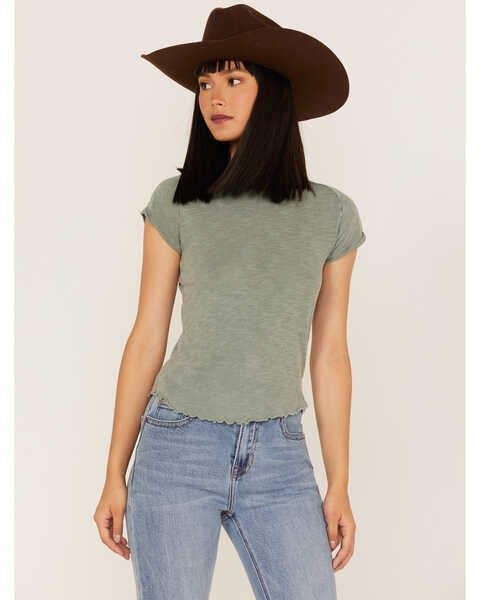 Image #1 - Free People Women's Be My Baby Tee, Olive, hi-res