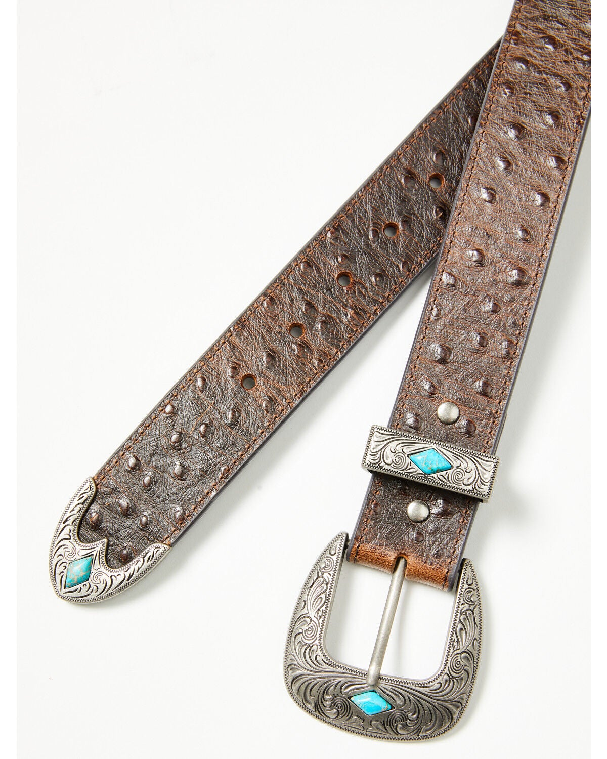 Image #2 - Cody James Men's Sheridan Faux Ostrich Print Leather Belt, Brown, hi-res