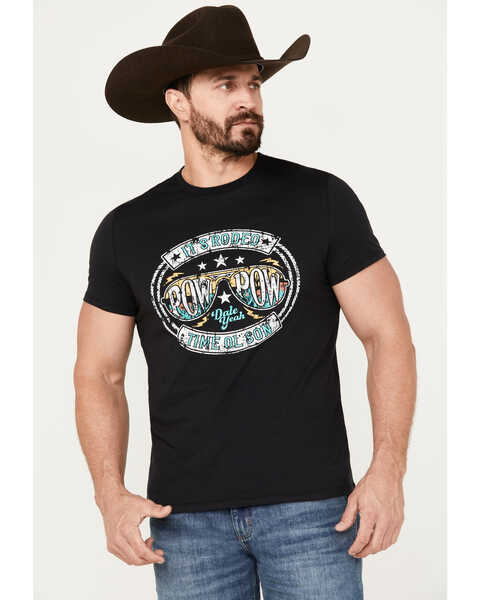 Image #1 - Rock & Roll Denim Men's Pow Pow Rodeo Short Sleeve Graphic T-Shirt, Black, hi-res